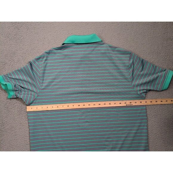 Peter Millar Teal and Gray Striped Polo Shirt - Picture 7 of 9